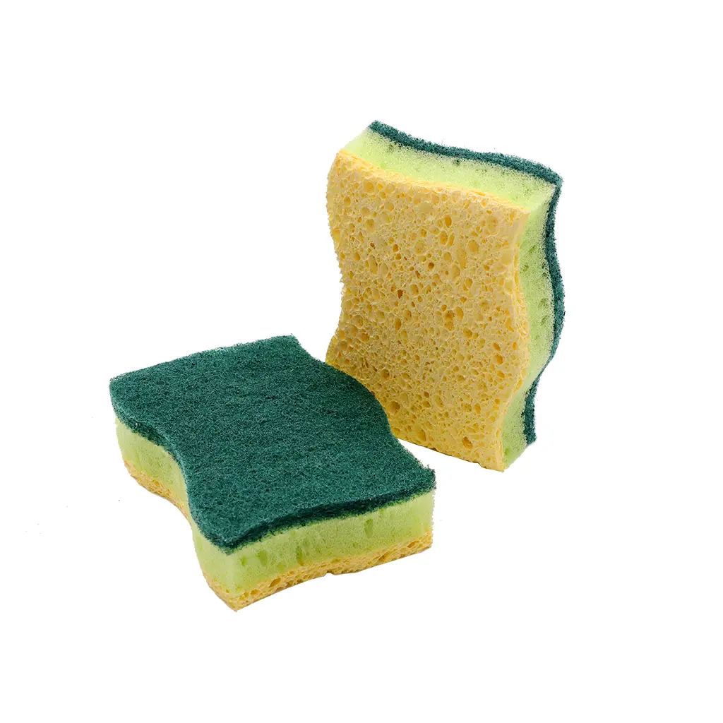 Double-Side Scouring Pad na may Cellulose Household Cleaning Sponge
