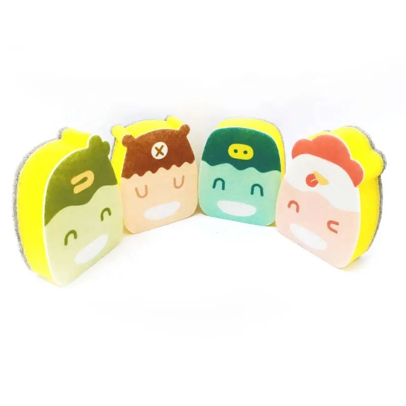 Four-Piece Sponge Set Cartoon Bowl Washing Sponge