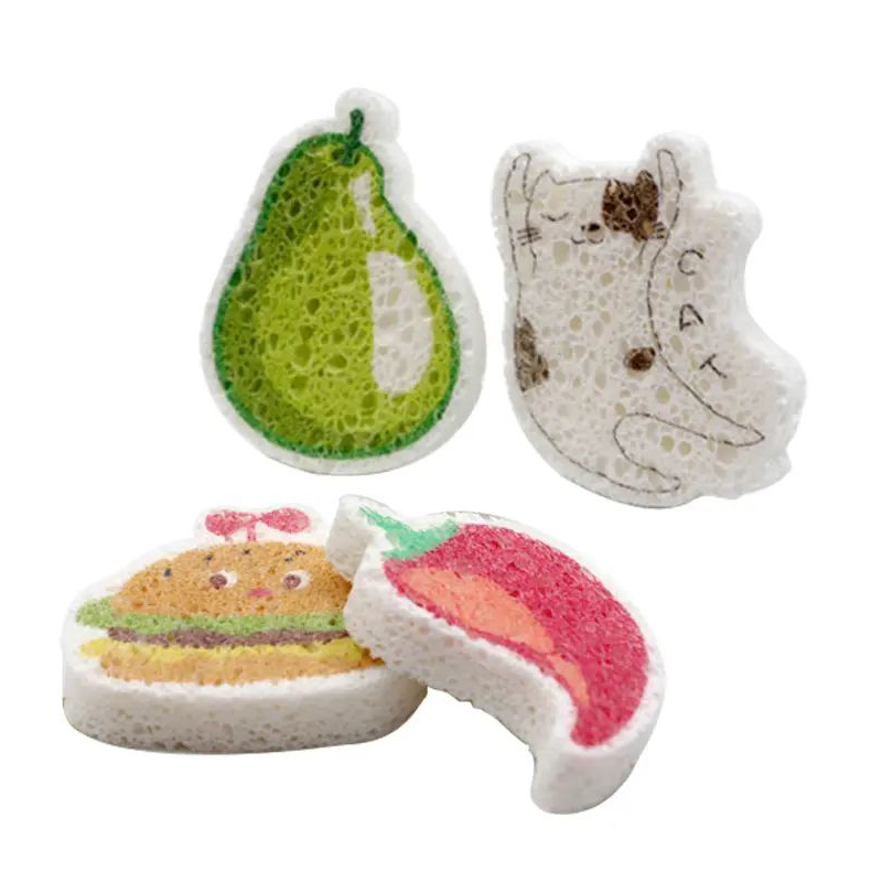 Compressed Wood Pulp Sponge Cute na prutas Kusina Cleaning Sponge