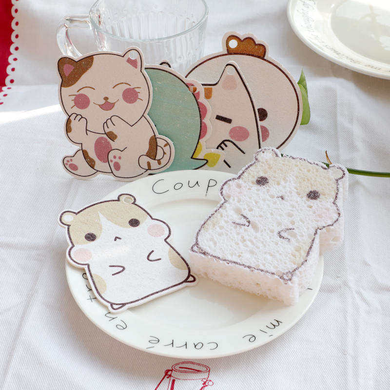 Super Soft Sponge Block Scrub Cute Cleaning Compressed Wood Pulp Sponge