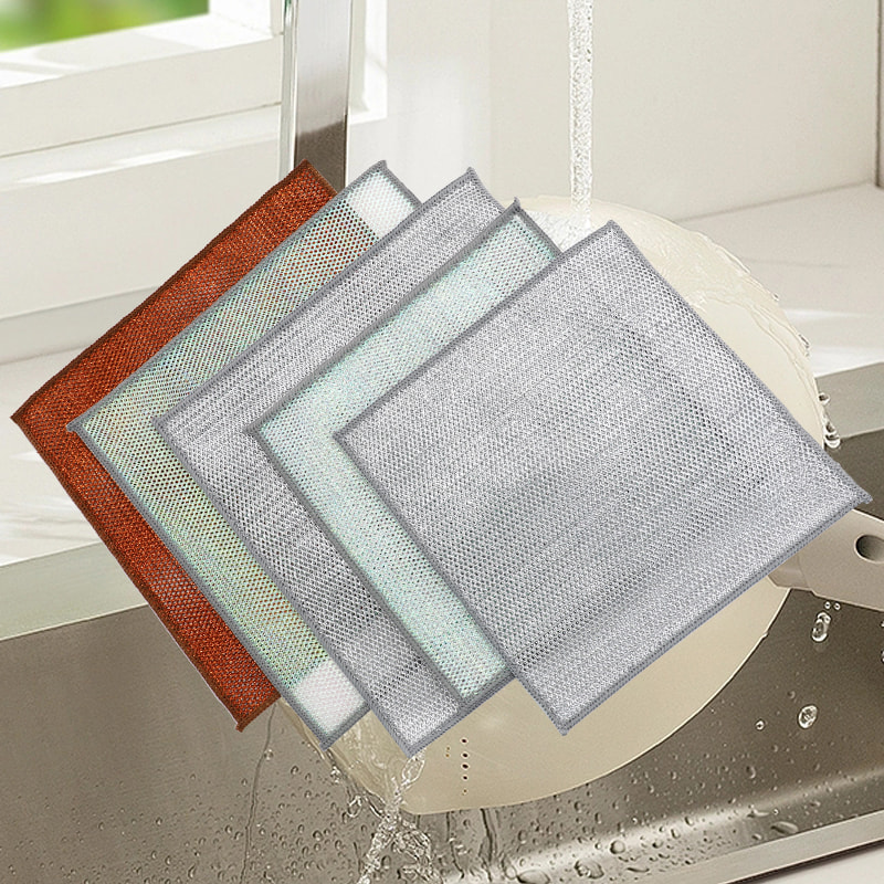 Tansong Makukulay na Panlinis na Panlinis na Double Sided Silver Wire Dishcloth