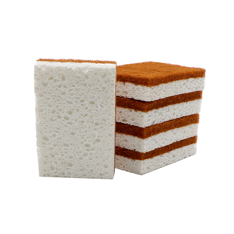 Biodegradable Natural Kitchen Sponge Double-Sided Compostable Cellulose at Coconut Walnut Scrubber Sponge